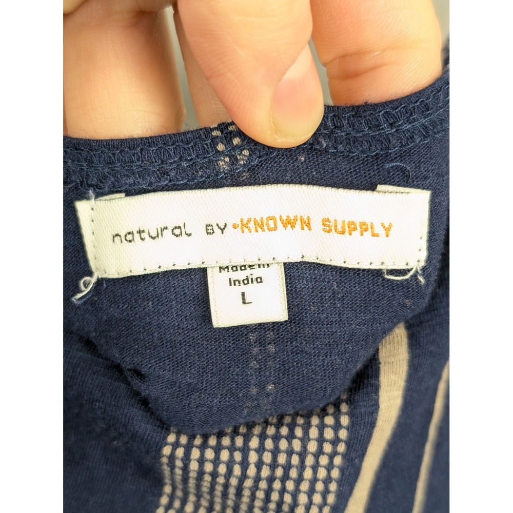 100% Organic Cotton Striped Tank Jumpsuit‎ Sz L Blue Granola Coastal Sustainable - Picture 8 of 10